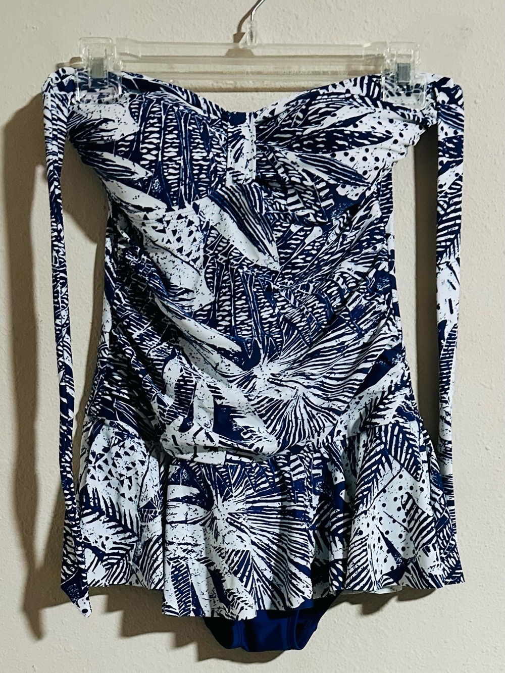 Women’s Navy & White Tropical Print One-Piece Swimdress